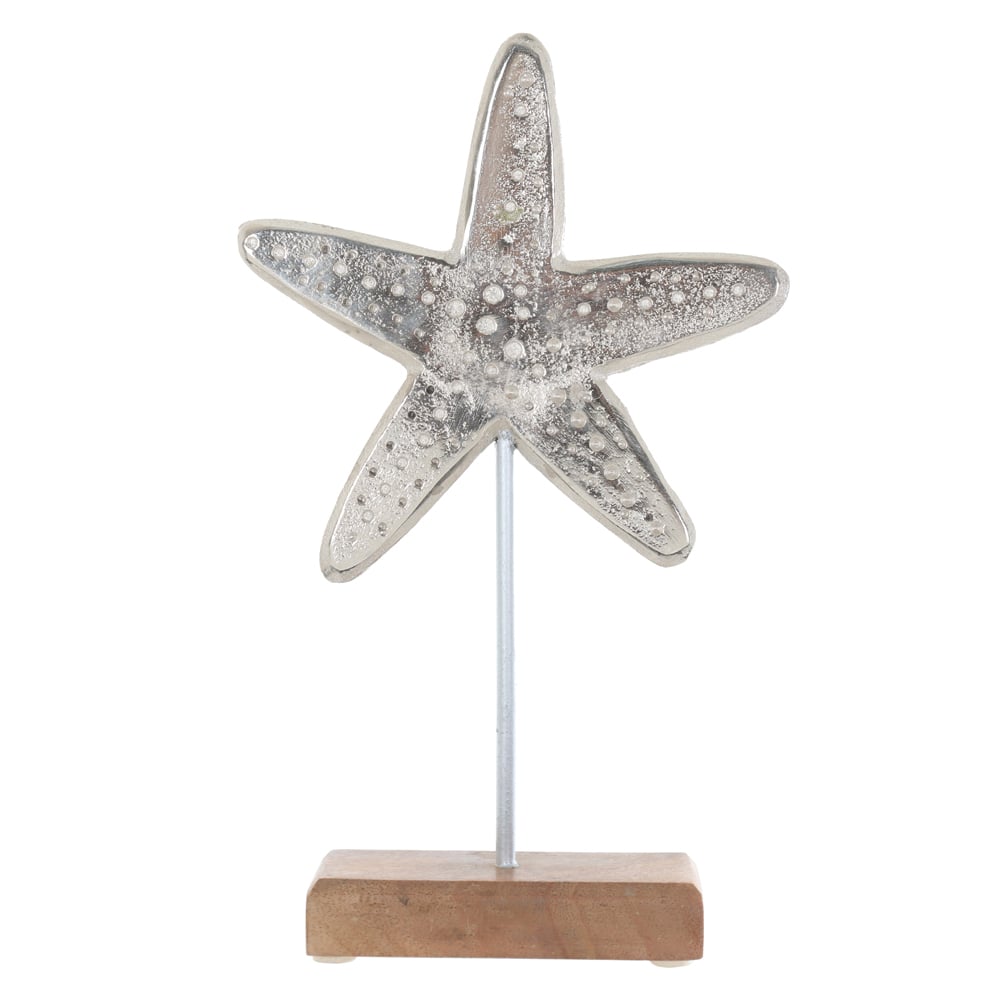 ESCULTURA DECORATIVA METAL ESTRELA DO MAR (PRATA BEGE) 28X17X5cm