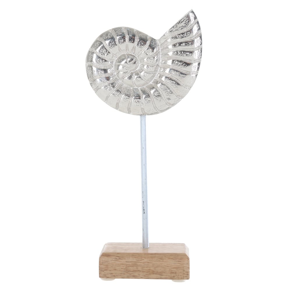 ESCULTURA DECORATIVA METAL CONCHA (PRATA BEGE) 23,5X10,5X5cm