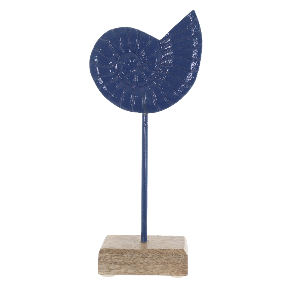 ESCULTURA DECORATIVA METAL CONCHA (AZUL BEGE) 23,5X10,5X5cm