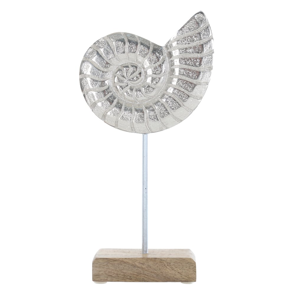 ESCULTURA DECORATIVA METAL CONCHA (PRATA BEGE) 26,5X13,5X5cm