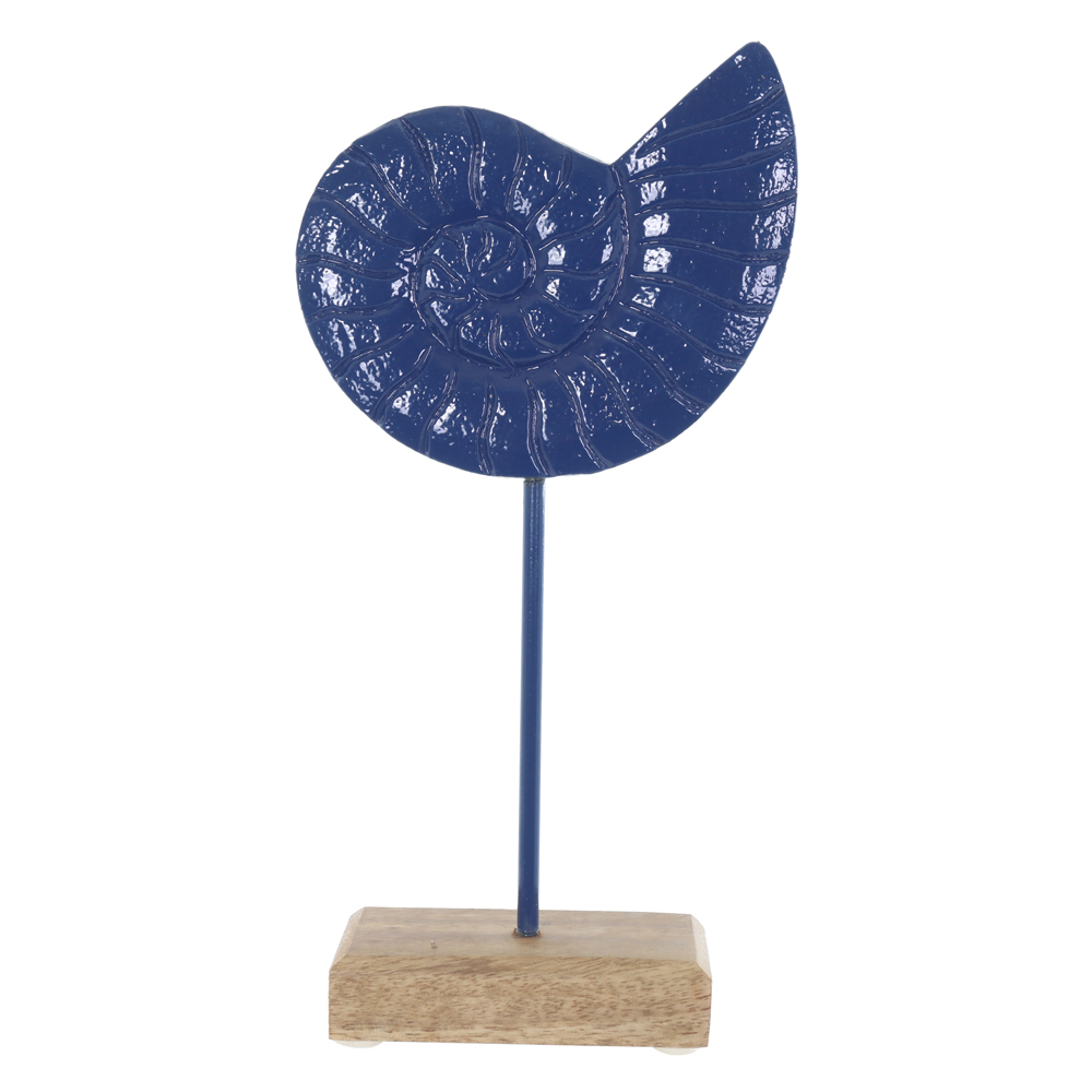 ESCULTURA DECORATIVA METAL CONCHA (AZUL BEGE) 26,5X13,5X5cm