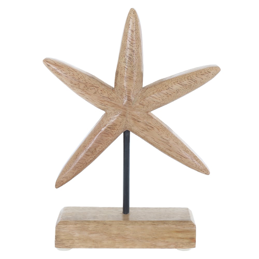 ESCULTURA DECORATIVA MADEIRA ESTRELA DO MAR (BEGE) 20X15X5cm