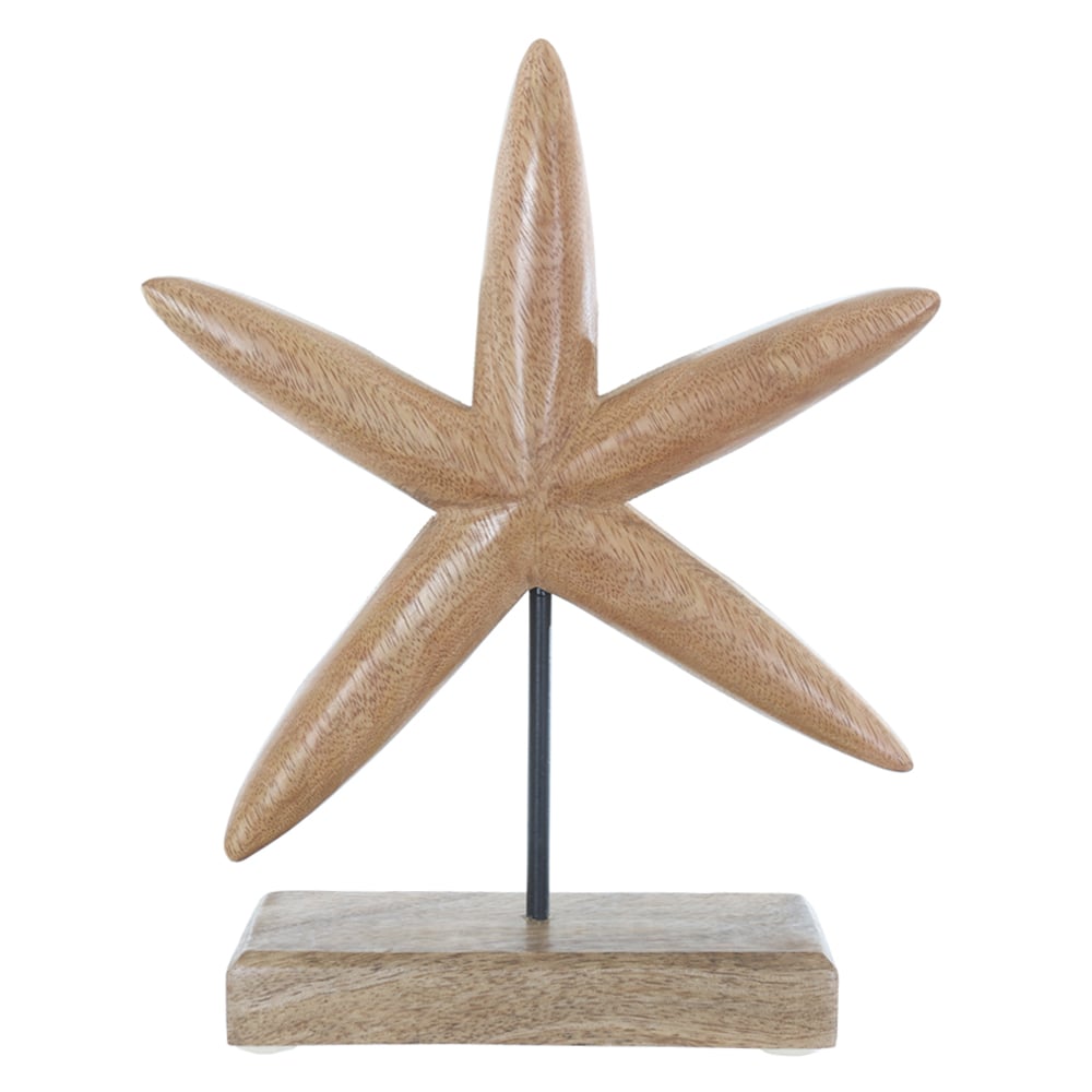 ESCULTURA DECORATIVA MADEIRA ESTRELA DO MAR (BEGE) 25X20X6,5cm