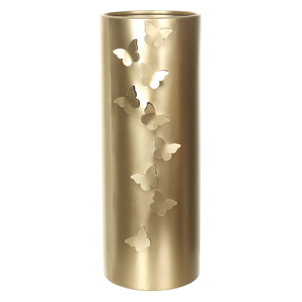 VASO DECORATIVO METAL BORBOLETA (DOURADO) 35X14X13cm