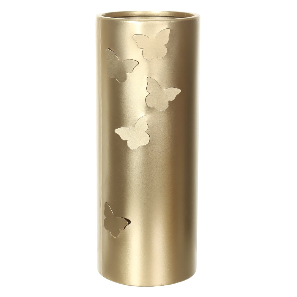 VASO DECORATIVO METAL BORBOLETA (DOURADO) 26X11X10cm