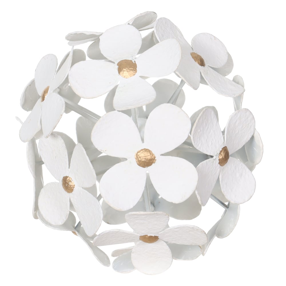 ESCULTURA DECORATIVA METAL FLORES (OFF WHITE) 14X14X14cm