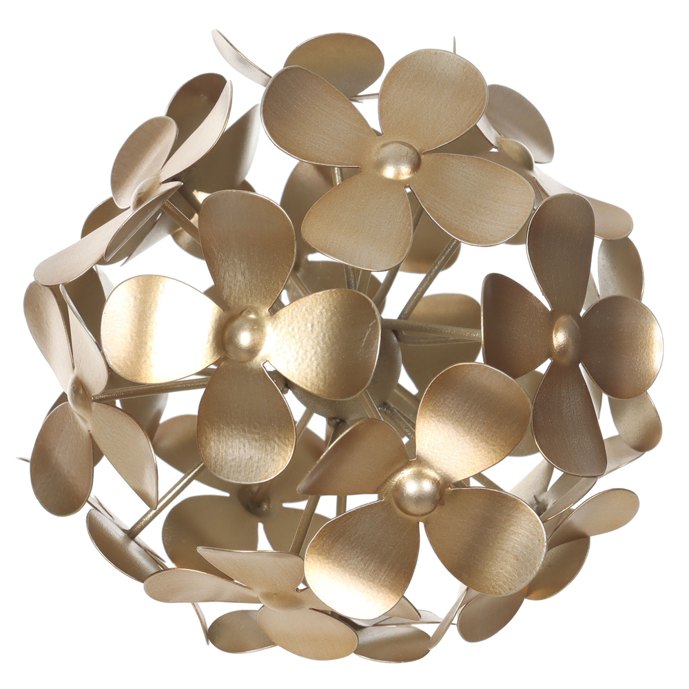 ESCULTURA DECORATIVA METAL FLORES (DOURADO) 14X14X14cm