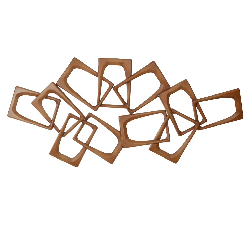 ESCULTURA DE PAREDE METAL SQUARES (MARROM) 56cmX1,2mX7,5cm