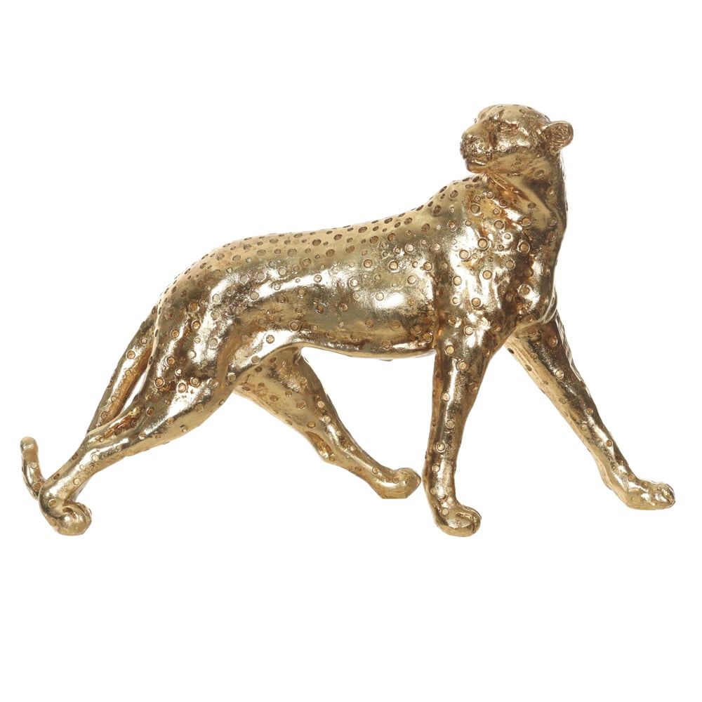 ESCULTURA DECORATIVA POLIRESINA LEOPARDO (DOURADO) 17,5X27,5X9cm