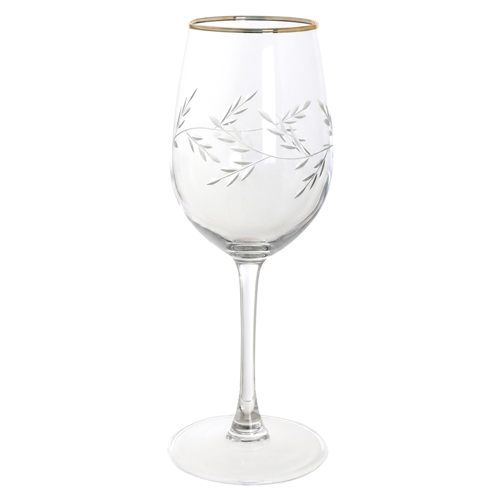 CJ TACAS VINHO BRANC 410ml 22,5X8,6cm C/4 PCS POESIA (TRANSPARENTE BD.DOURADA)