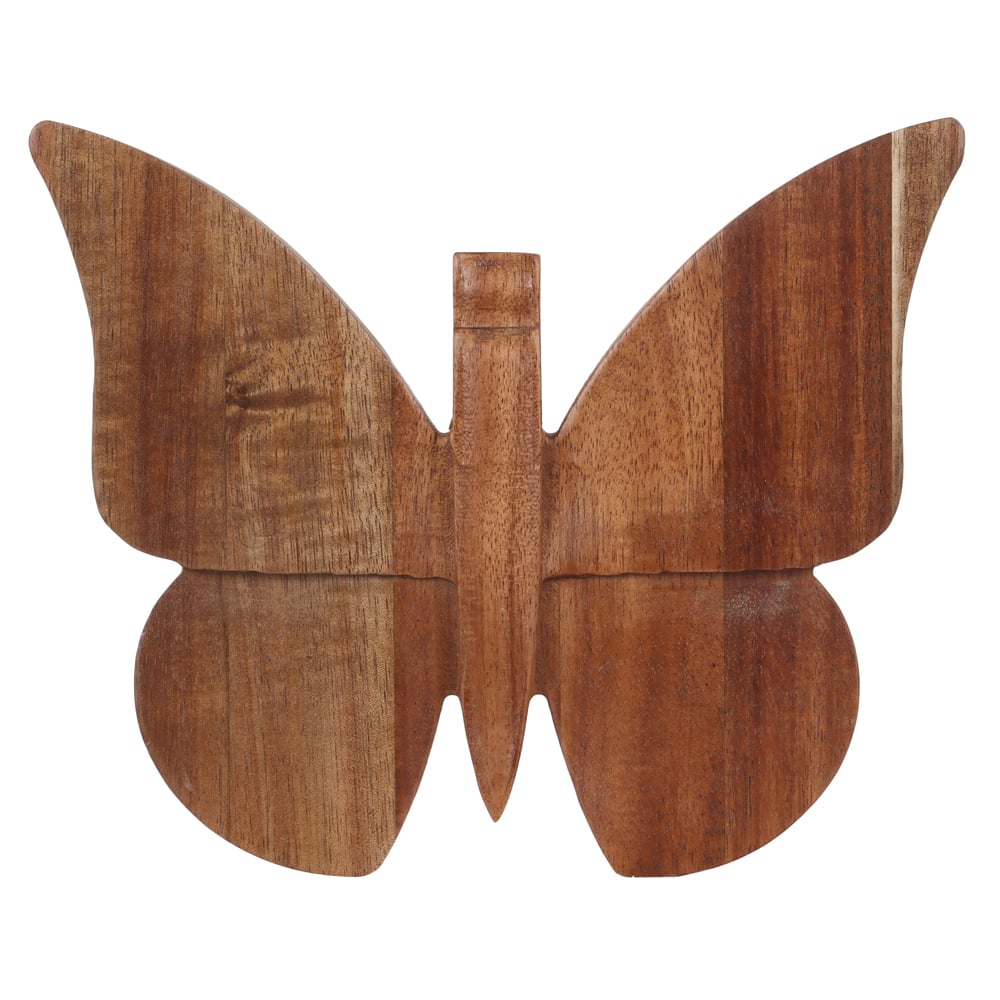 ESCULTURA DE PAREDE MADEIRA BORBOLETA (BEGE) 21X17X2,5cm