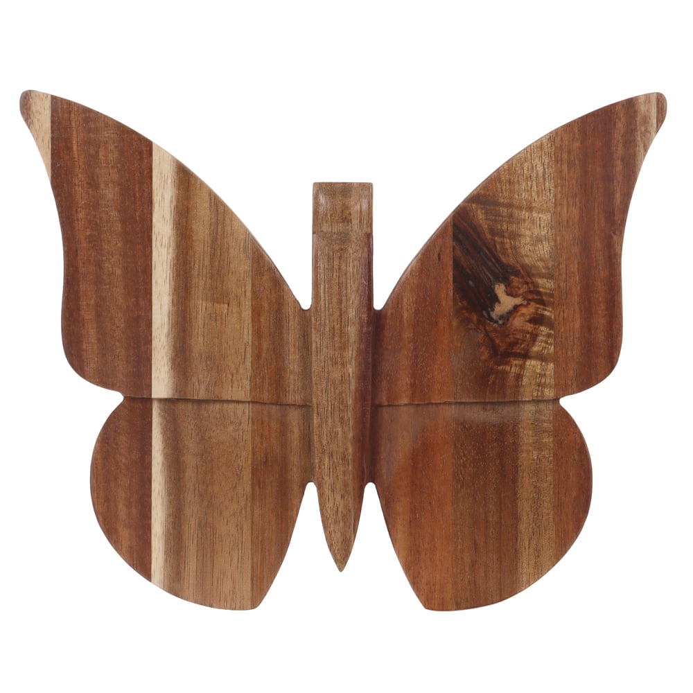 ESCULTURA DE PAREDE MADEIRA BORBOLETA (BEGE) 24X19X2,5cm