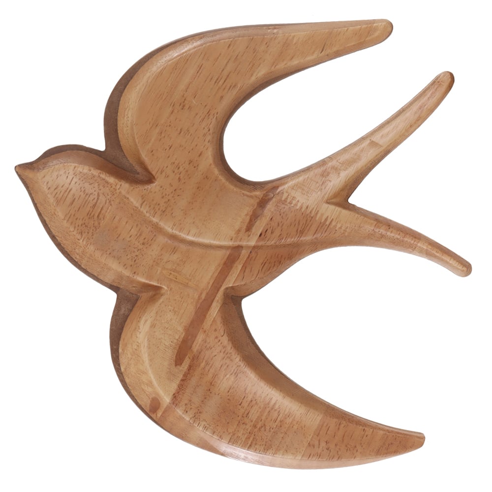 ESCULTURA DE PAREDE MADEIRA PASSARO (BEGE) 25X25X2cm
