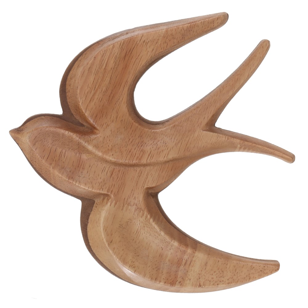 ESCULTURA DE PAREDE MADEIRA PASSARO (BEGE) 20X21X2cm
