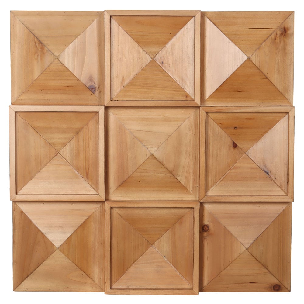 ESCULTURA DE PAREDE MADEIRA SQUARES (BEGE) 60X60X5cm