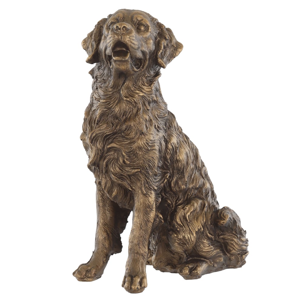 ESCULTURA DECORATIVA POLIRESINA CACHORRO (DOURADO) 21,5X13,5X9cm