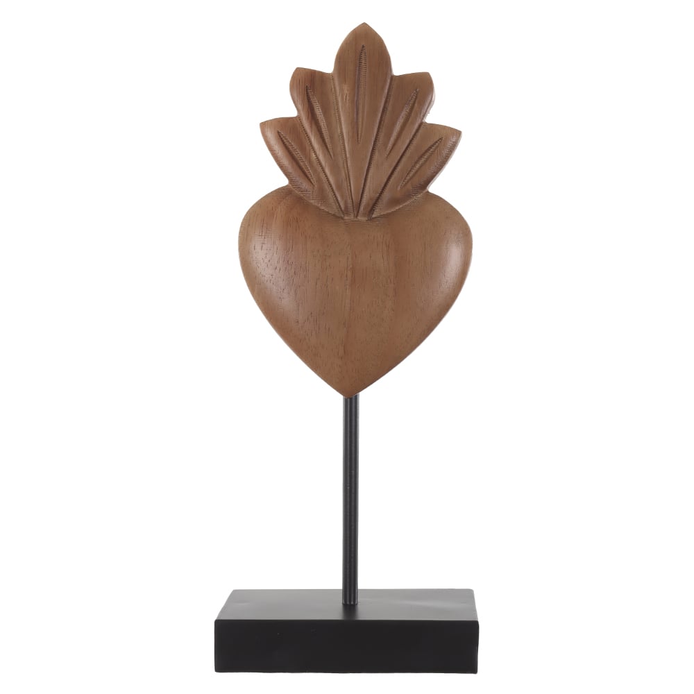 ESCULTURA DECORATIVA MADEIRA CORACAO (BEGE) 33X13X8cm