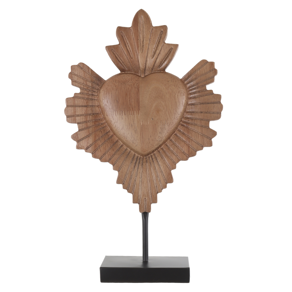 ESCULTURA DECORATIVA MADEIRA CORACAO (BEGE) 36X22X8cm