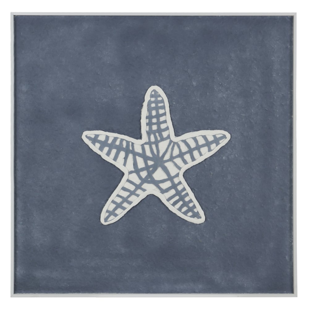 QUADRO DECORATIVO MDF ESTRELA DO MAR (AZUL BRANCO) 60X60X3,5cm