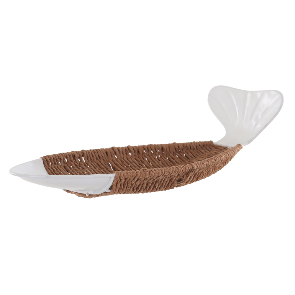 CENTRO DE MESA RATTAN PEIXE (BEGE BRANCO) 10X36,7X16cm