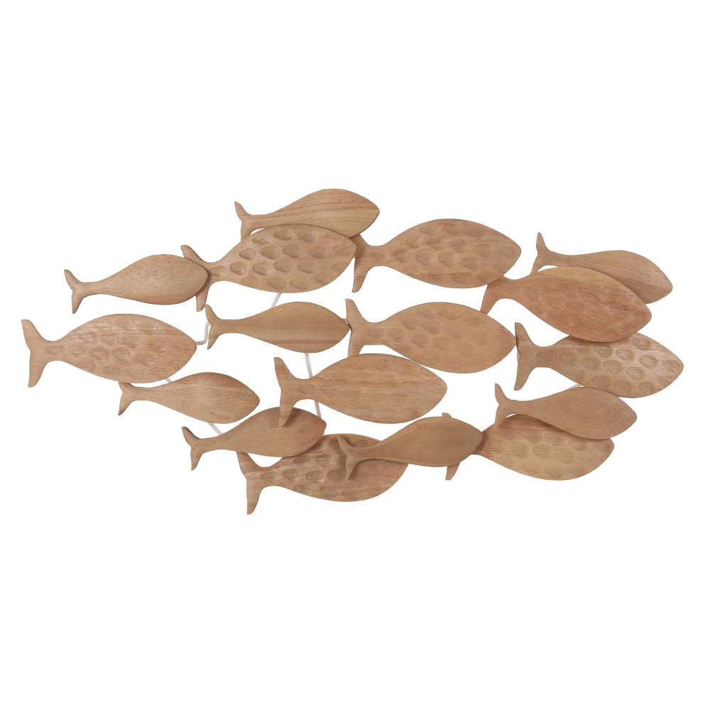 ESCULTURA DE PAREDE MADEIRA PEIXE (BEGE) 37X70X4cm