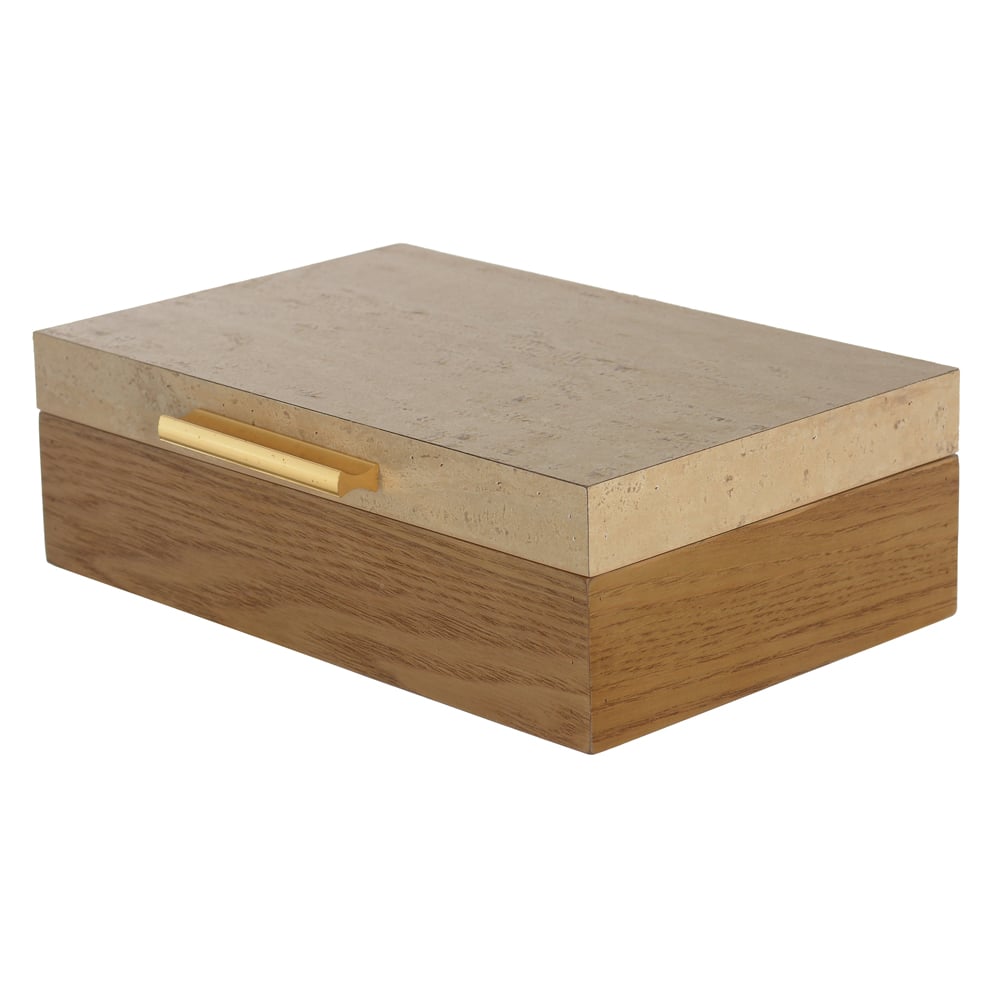 CAIXA DECORATIVA MADEIRA P (BEGE) 24X17X7,5cm