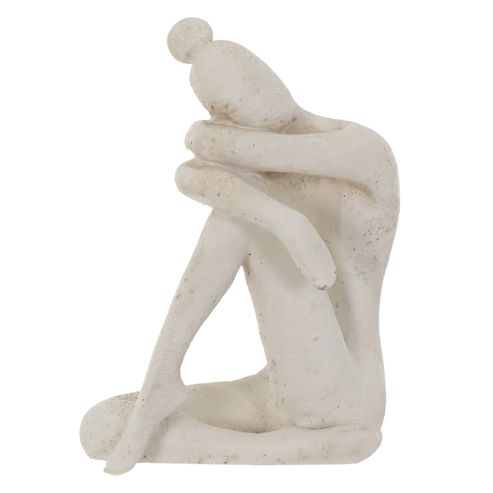 ESCULTURA DECORATIVA POLIRESINA MULHER (OFF WHITE) 12X10X7,8cm