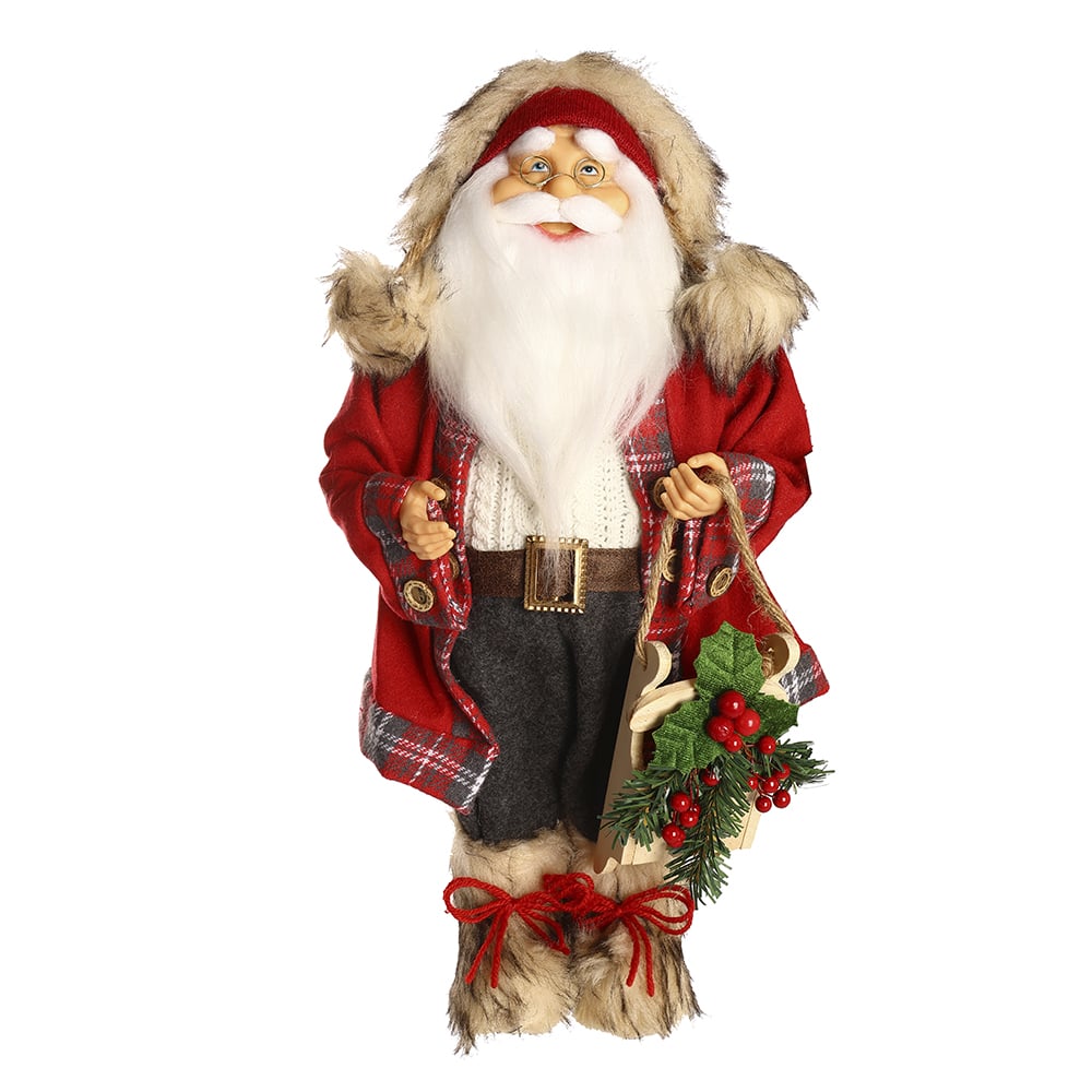 PAPAI NOEL NATAL RUSTICO EM PE (VERMELHO CINZA) 45cm