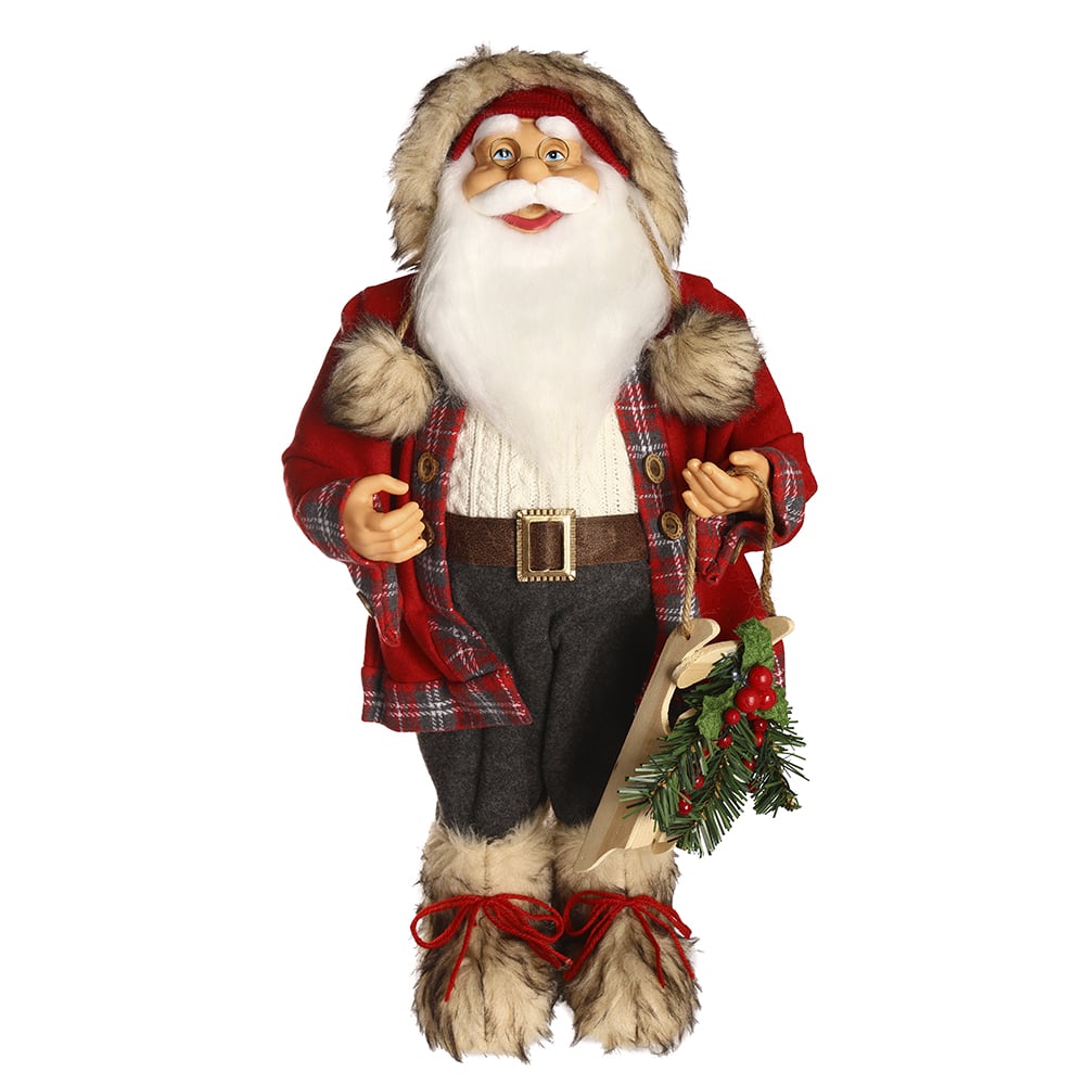 PAPAI NOEL NATAL RUSTICO EM PE (VERMELHO CINZA) 60cm