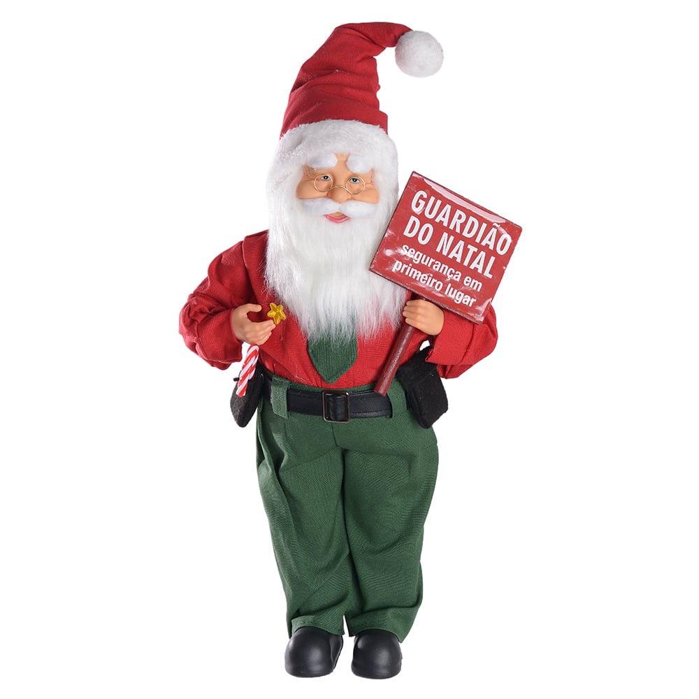 PAPAI NOEL NATAL POLICIAL (VERMELHO VERDE) 45cm
