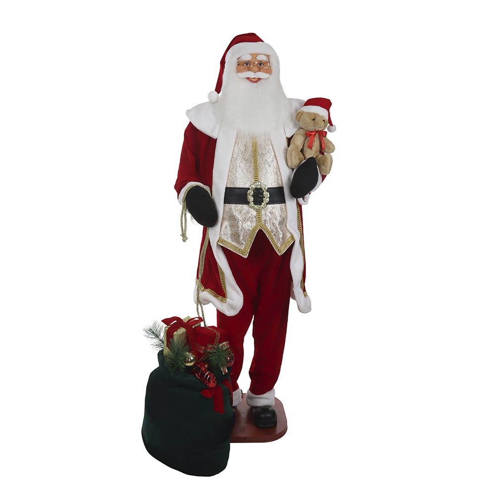PAPAI NOEL NATAL EM PE C/MOV E SOM (VERMELHO DOURADO) 1,8m