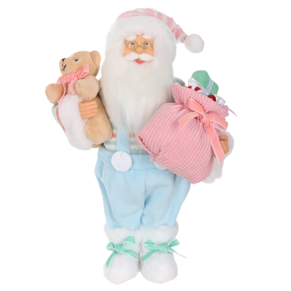 PAPAI NOEL NATAL CANDY EM PE (AZUL VERDE) 30cm