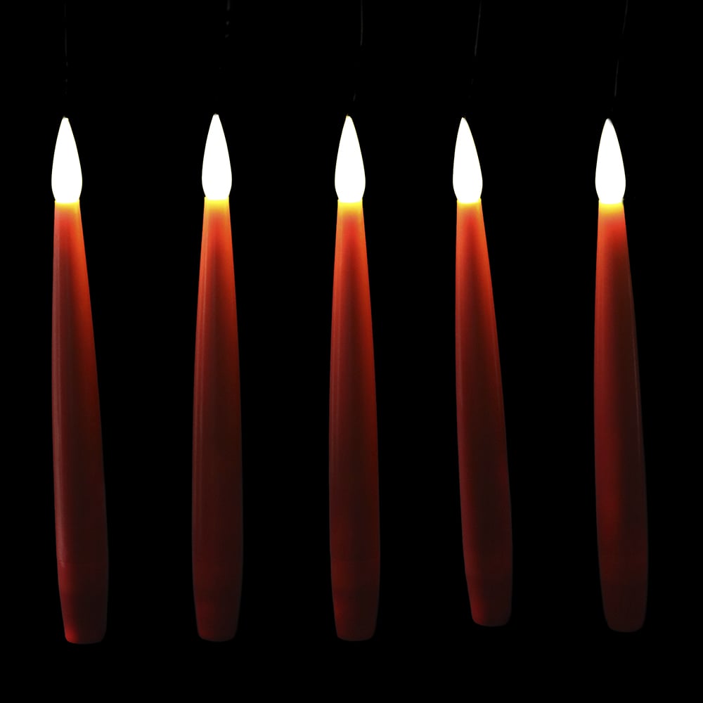 VELA LED PENDURAR C/5PCS A PILHA C/CONTROLE REMOTO (VERMELHO) 15,2X1,5cm