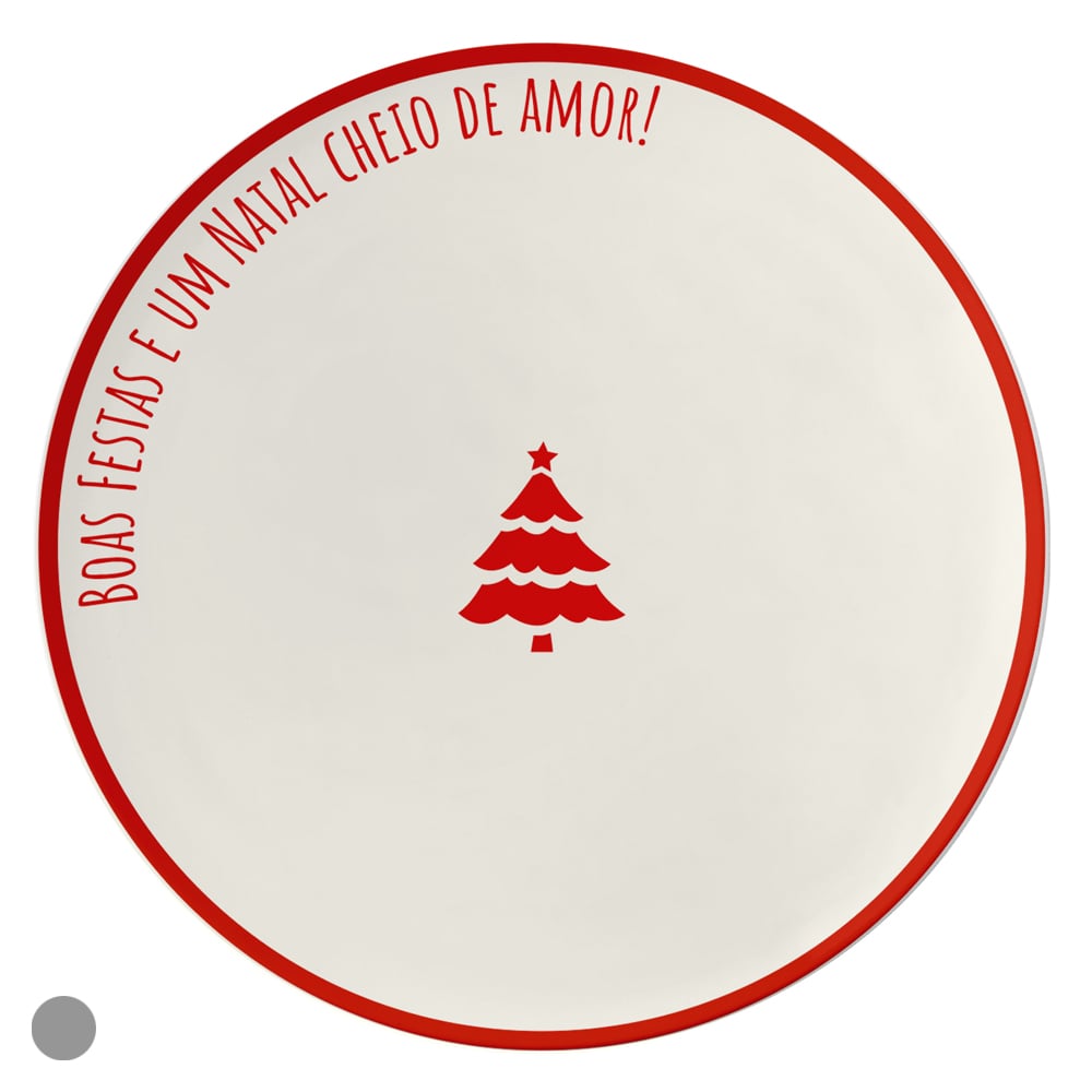 PRATO RASO MELAMINA (BRANCO VERMELHO) 25,5D
