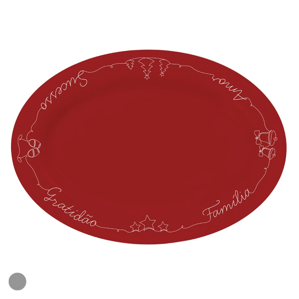 TRAVESSA OVAL MELAMINA (VERMELHO) 2,2X35,5X25,5cm