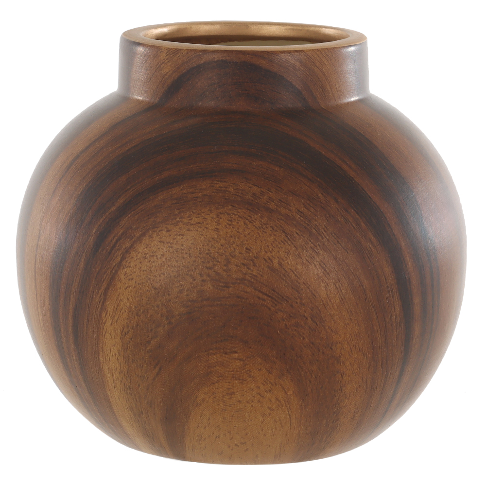 VASO DECOR CERAMICA EFEITO AMADEIRADO (MARROM DOURADO) 15cm 16d