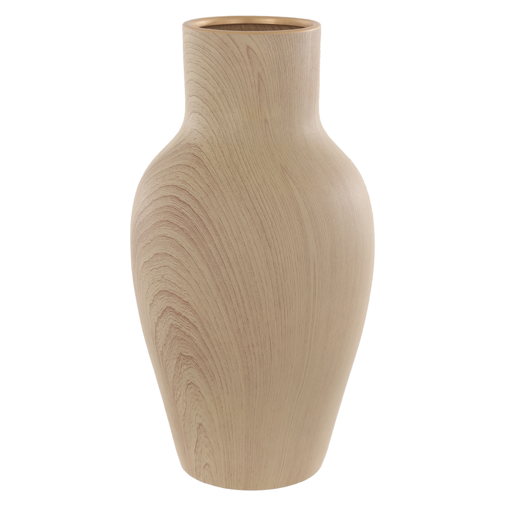 VASO DECOR CERAMICA EFEITO AMADEIRADO (BEGE DOURADO) 35,5cm 19d
