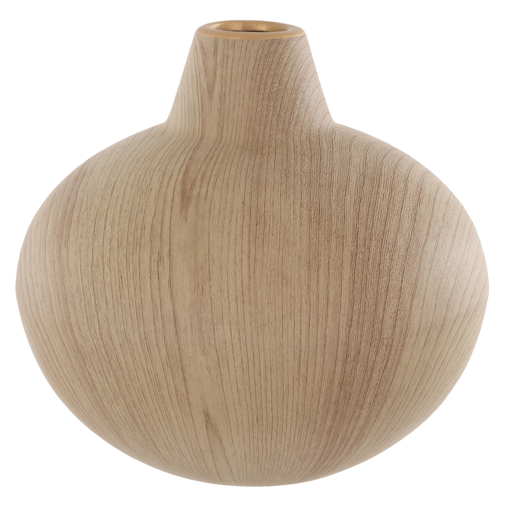 VASO DECOR CERAMICA EFEITO AMADEIRADO (BEGE DOURADO) 16,8cm 18d