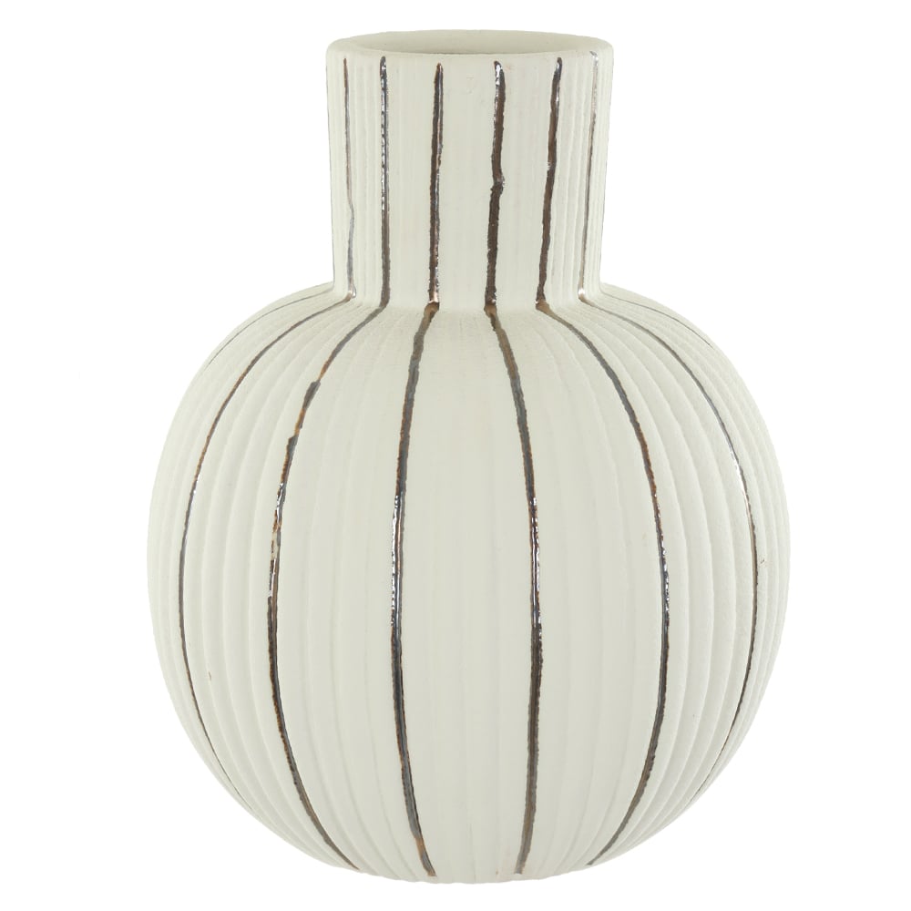 VASO DECOR CERAMICA LISTRAS (OFF WHITE BRONZE) 20cm 16,3d