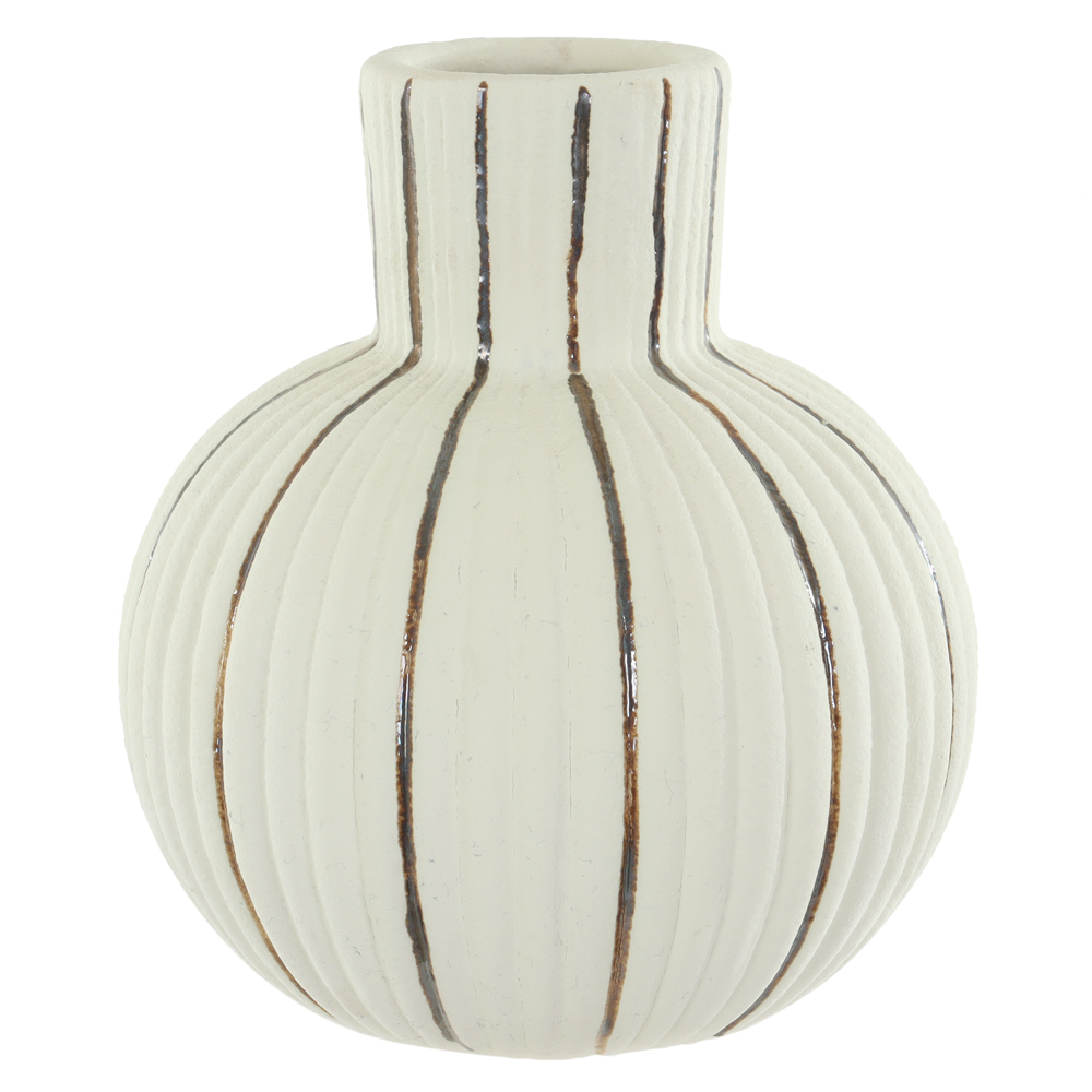 VASO DECOR CERAMICA LISTRAS (OFF WHITE BRONZE) 13,7cm 12,3d