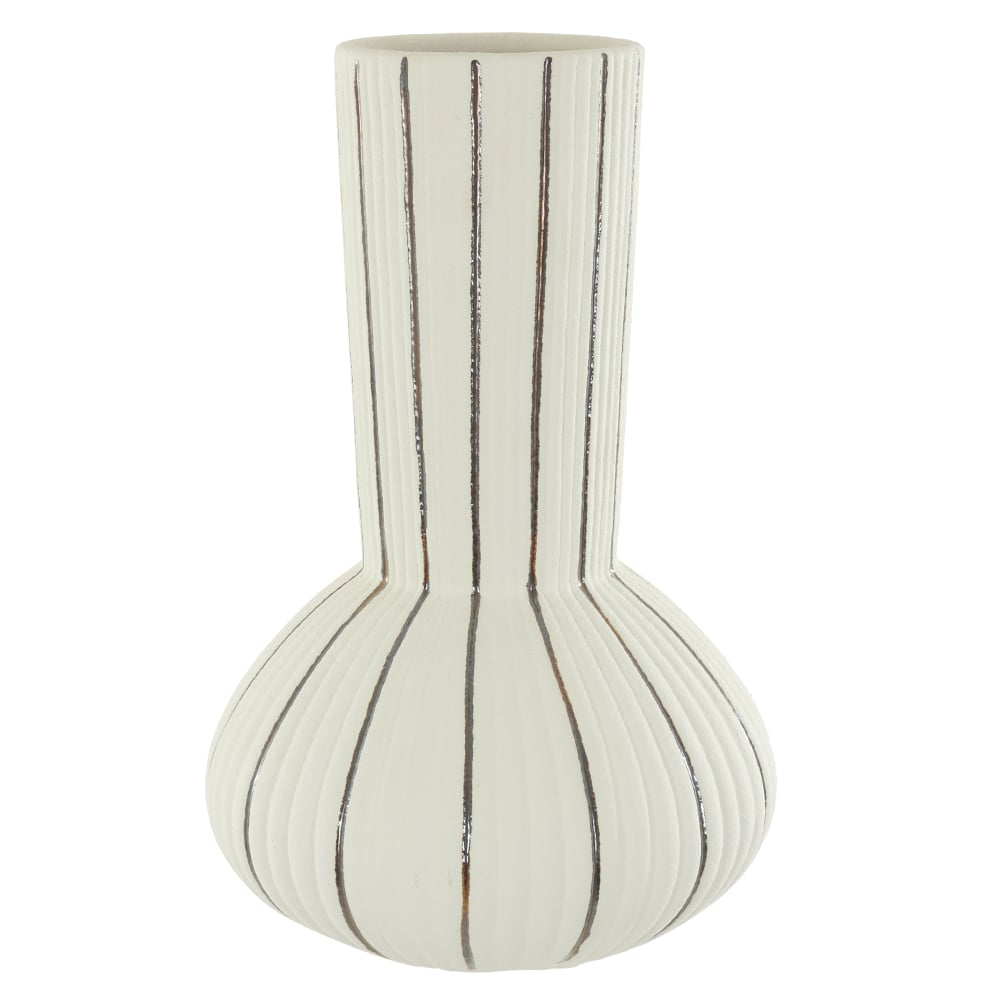 VASO DECOR CERAMICA LISTRAS (OFF WHITE BRONZE) 24,7cm 16,3d