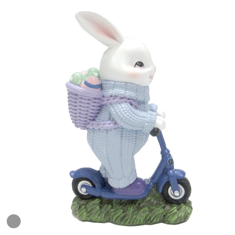 RESINA DECORATIVA COELHO SCOOTER PROVENCAL (LILAS) 13cm