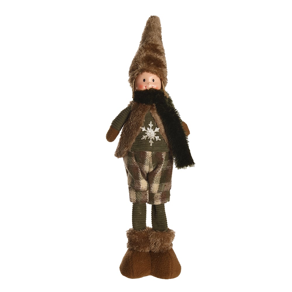 BONECO NATAL MENINO EM PE (VERDE MARROM) 43X10cm