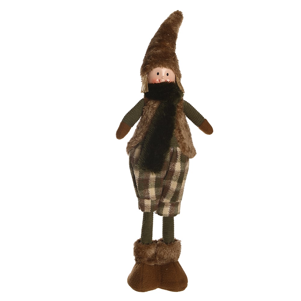 BONECO NATAL MENINO EM PE (VERDE MARROM) 53X12cm