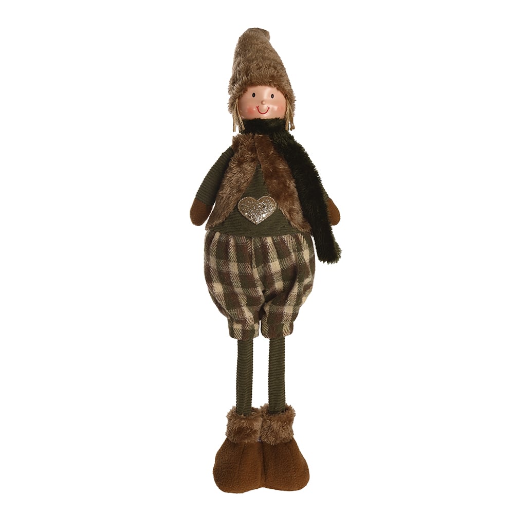 BONECO NATAL MENINO EM PE (VERDE MARROM) 67X15cm