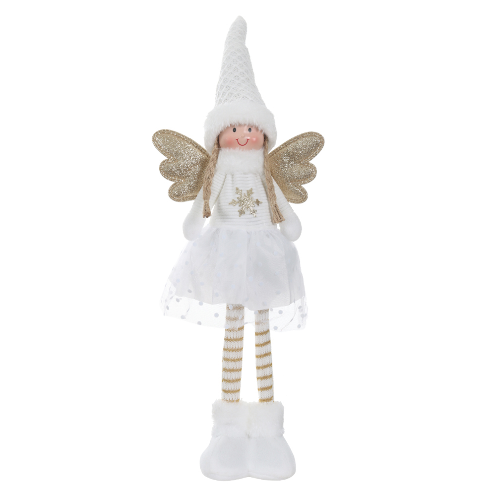 BONECO NATAL FADINHA EM PE (BRANCO DOURADO) 52X12cm
