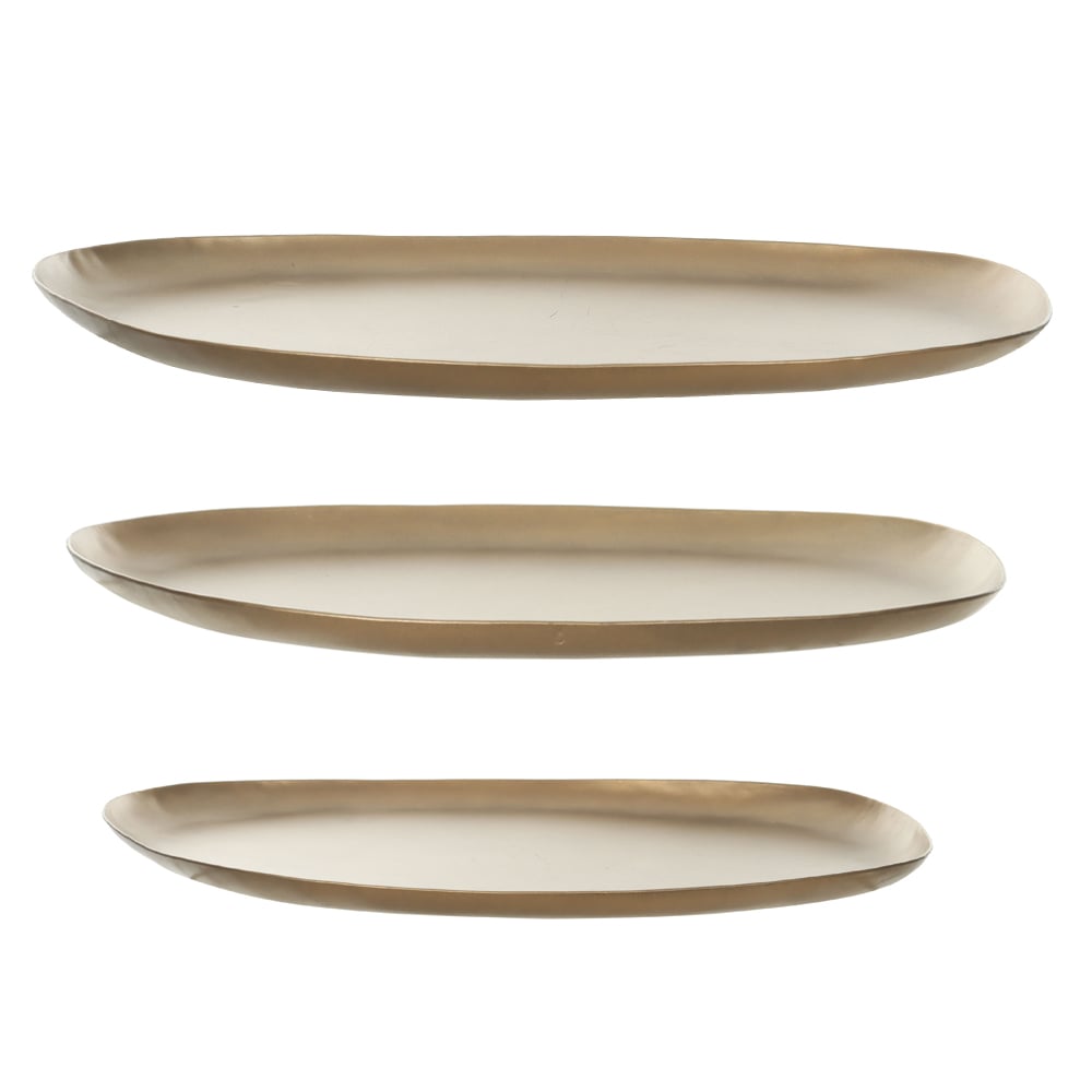 KIT BANDEJAS DECOR METAL ORGANIC C/3 (DOURADO) 2X39X29cm
