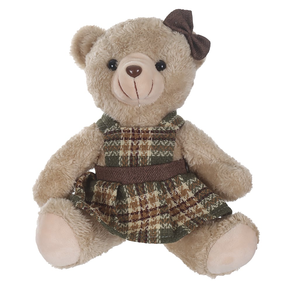 BONECO NATAL URSO FEMEA DECORATIVO (VERDE MARROM) 20cm