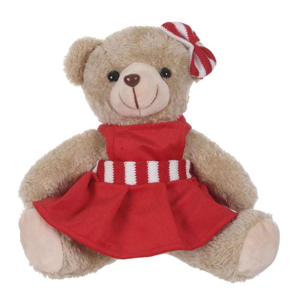 BONECO NATAL URSO FEMEA DECORATIVO (VERMELHO BRANCO) 20cm
