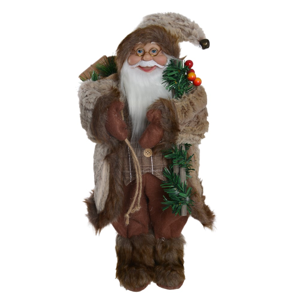 PAPAI NOEL NATAL EM PE RUSTICO (BEGE MARROM) 45cm
